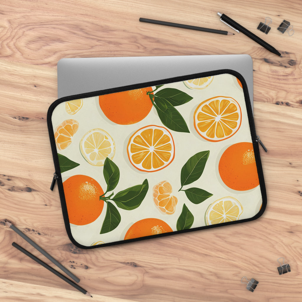 Citrus Oranges Laptop Sleeve | Hand-Painted Vintage Fruit Tech Cover