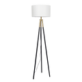 Sway Brassed Gold Floor Lamp with On/Off Switch Triple Legs White Fabric Shade