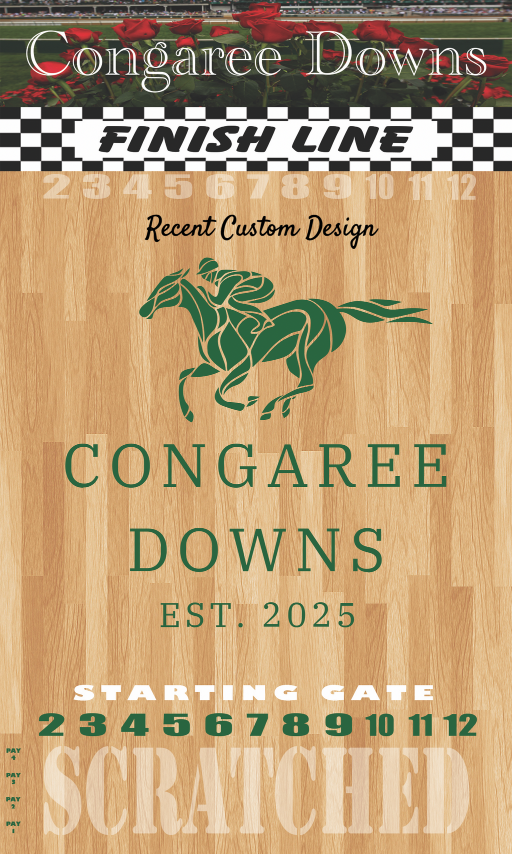 The Horse Race Party Game Brown Striped Track Edition