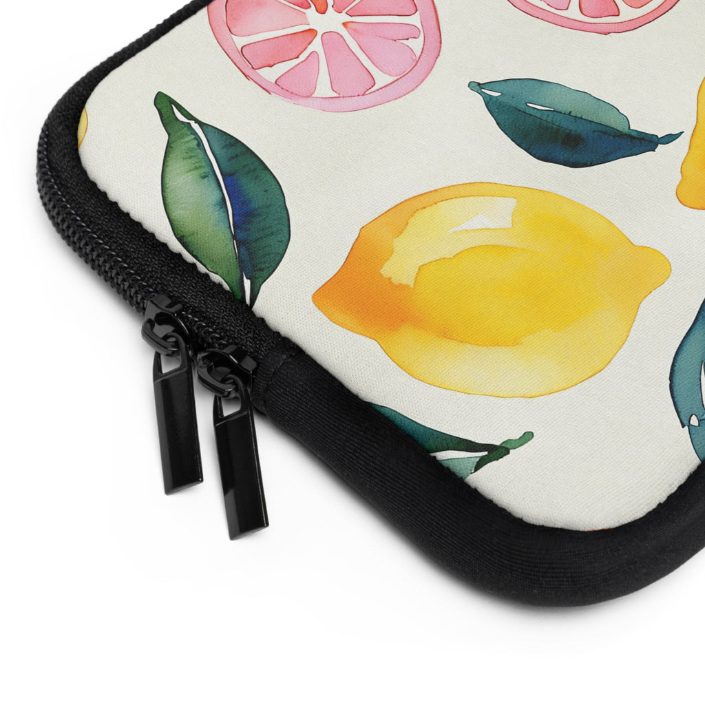 Watercolor Citrus Laptop Sleeve | Lemon Grapefruit Hand-Painted Tech Cover