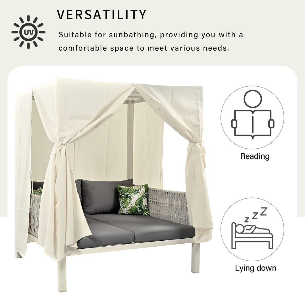 U_Style  Outdoor Patio Sunbed with Curtains, High Comfort, Suitable for Multiple Scenarios