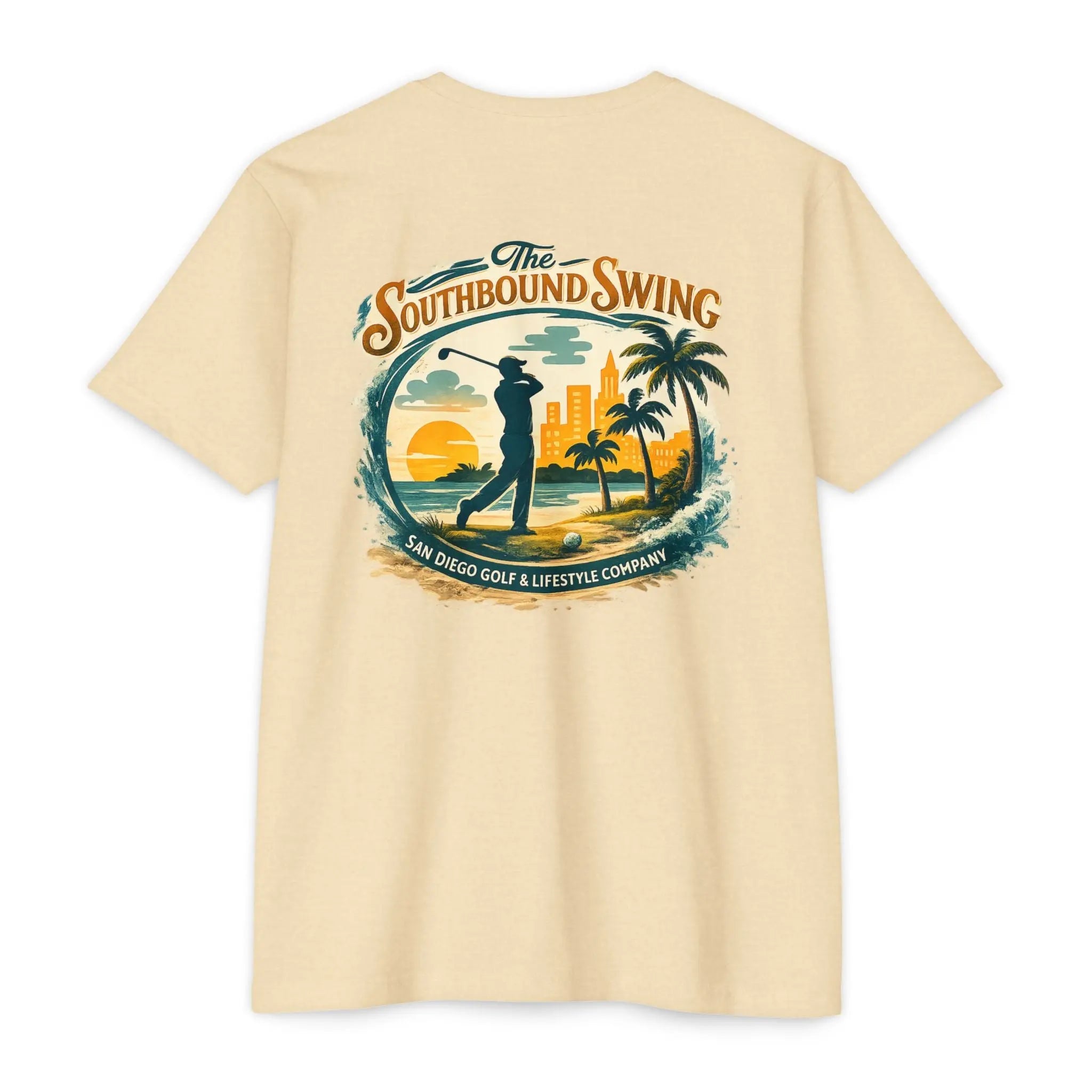 Golf Sunset T-Shirt — "The Southbound Swing" San Diego Golf Graphic