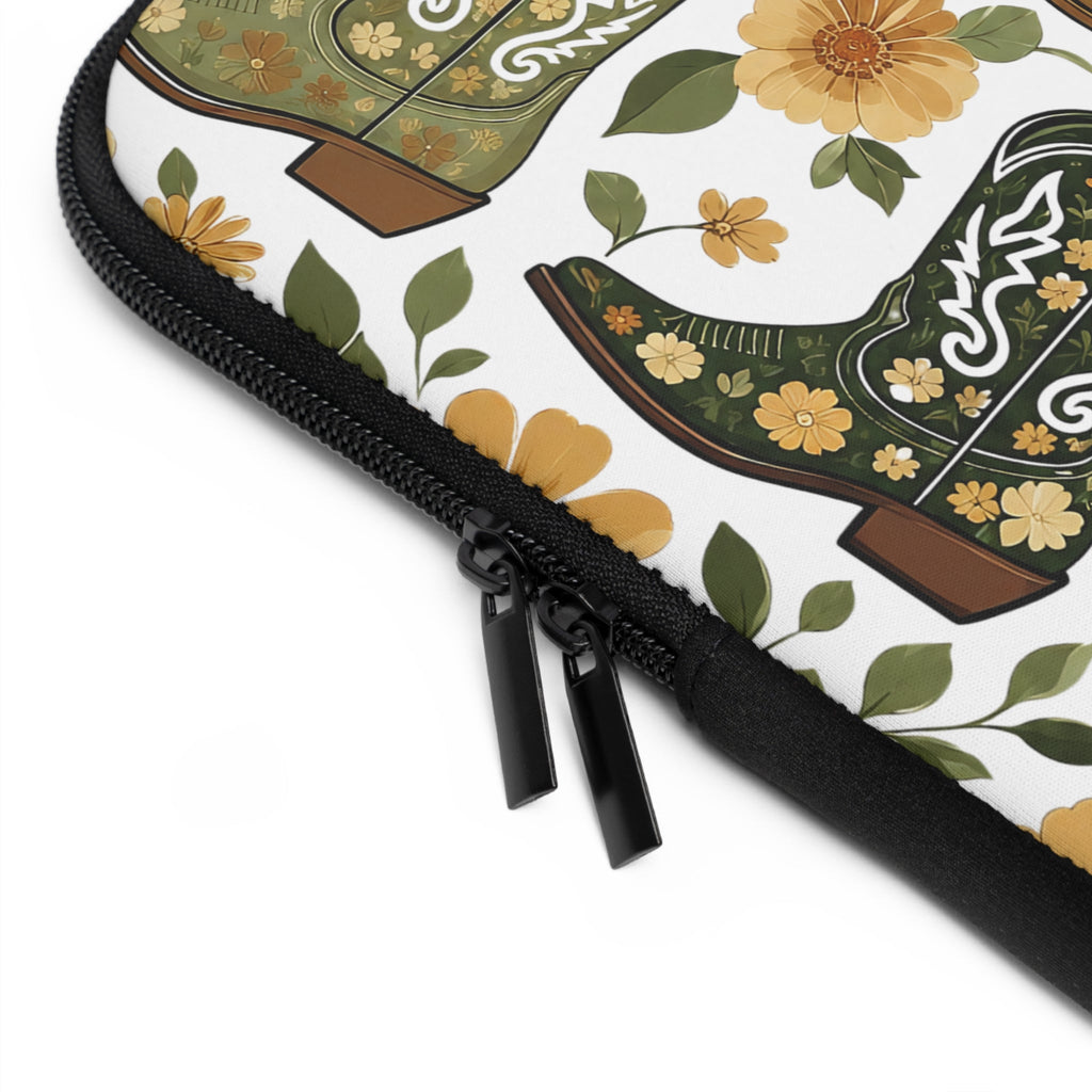 Vintage Cowboy Boot Laptop Sleeve | Golden Western Floral Tech Cover