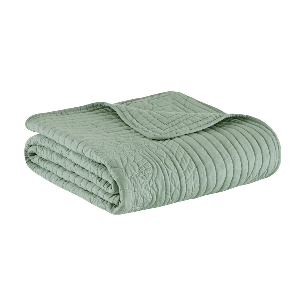 Oversized Quilted Throw with Scalloped Edges Seafoam 60x72'