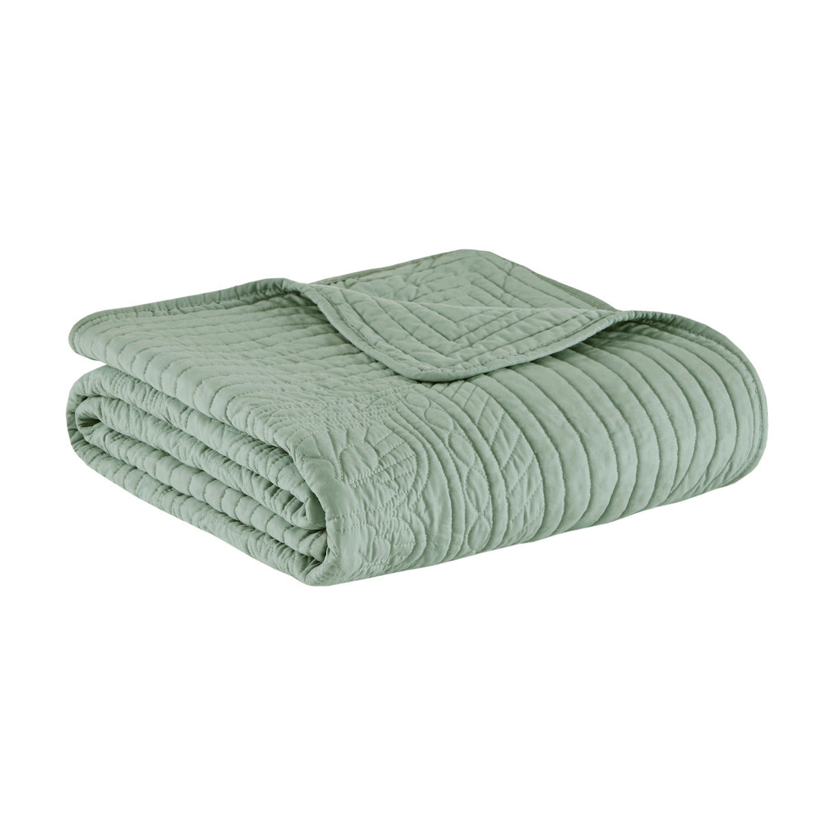 Oversized Quilted Throw with Scalloped Edges Seafoam 60x72'