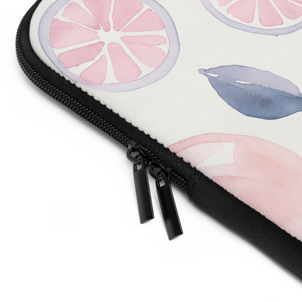Pastel Lemon Watercolor Laptop Sleeve | Soft Citrus Tech Cover
