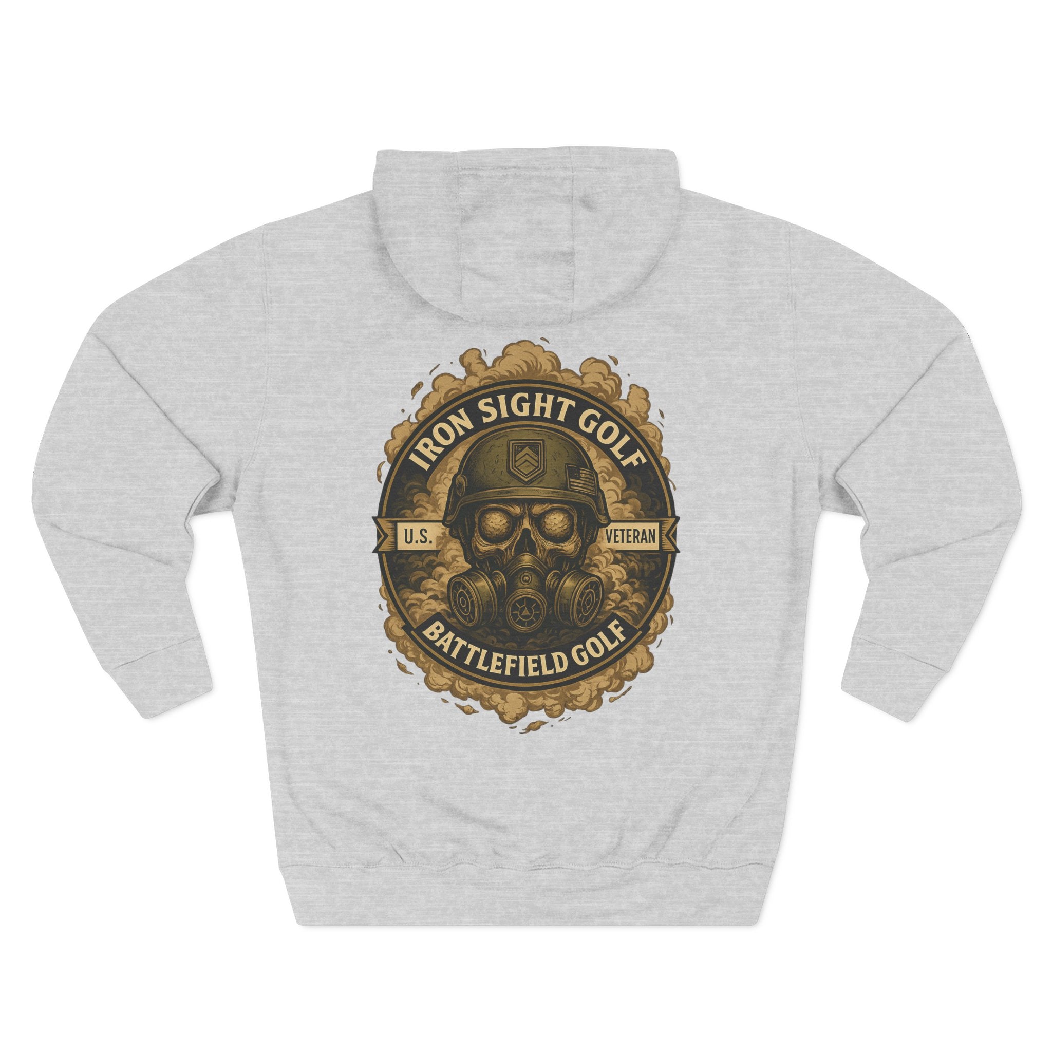 Battlefield Golf Hoodie — Skeleton Soldier with Gas Mask & 'Battlefield Golf' Graphic