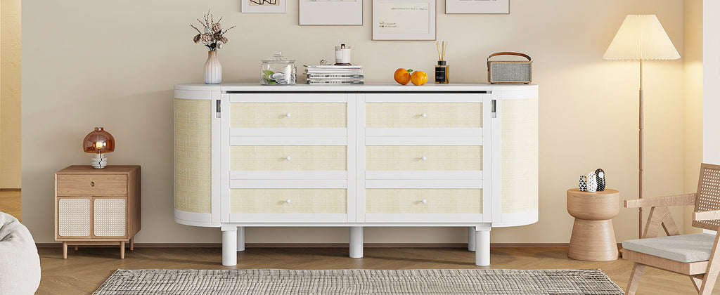Queen Murphy Bed with Hidden Storage & Modern Woven Design,White