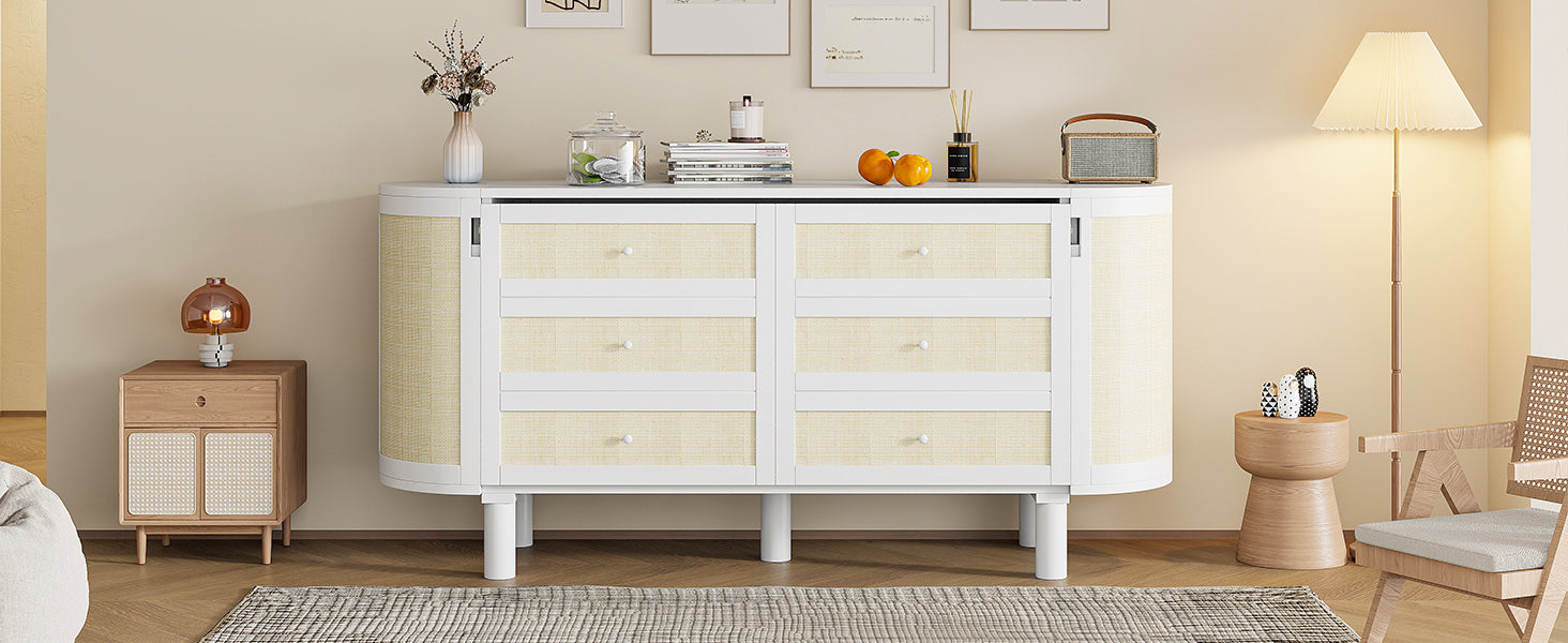 Queen Murphy Bed with Hidden Storage & Modern Woven Design,White