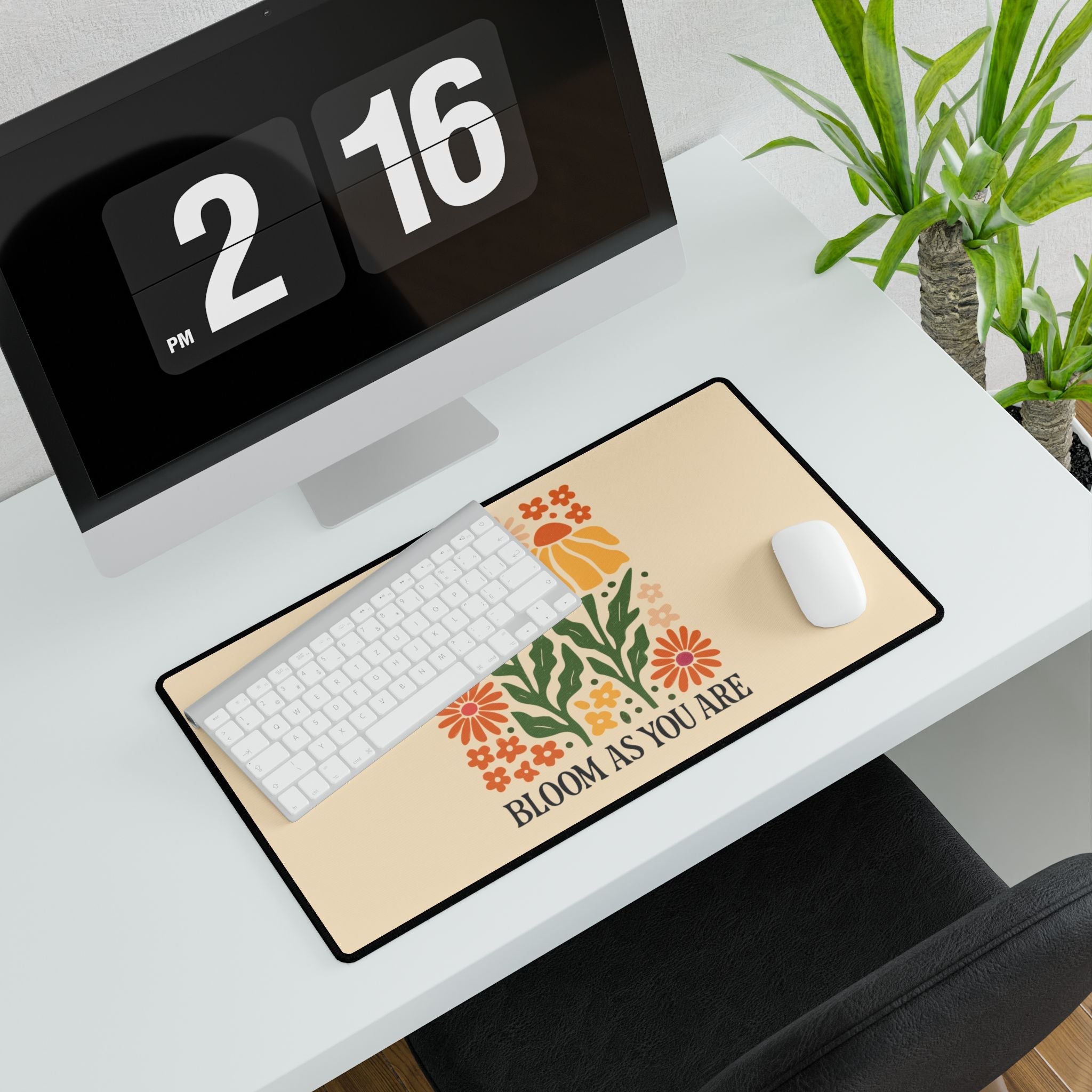 Bloom As You Are Floral Desk Mat | Earthy Botanical Mouse Pad for Cozy Workspaces
