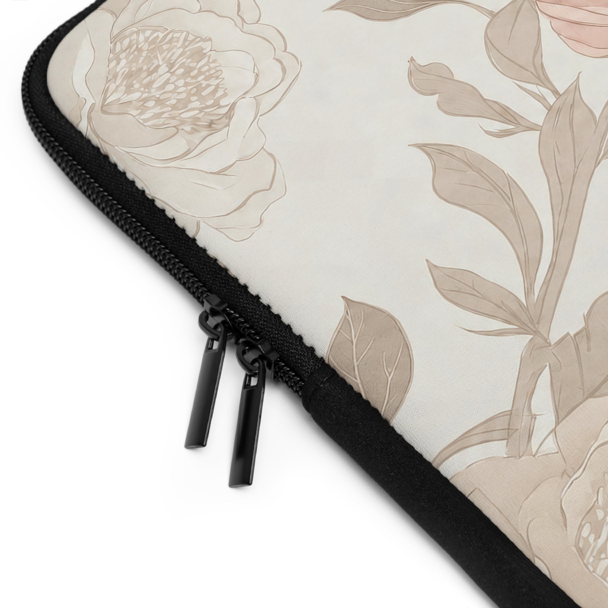 Blush Rose Peony Laptop Sleeve | Neutral Watercolor Floral Tech Cover
