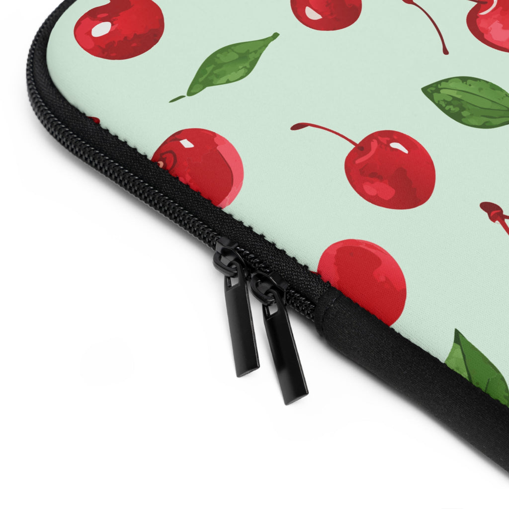 Cherry on Mint Laptop Sleeve | Retro Fruit Tech Cover for Women