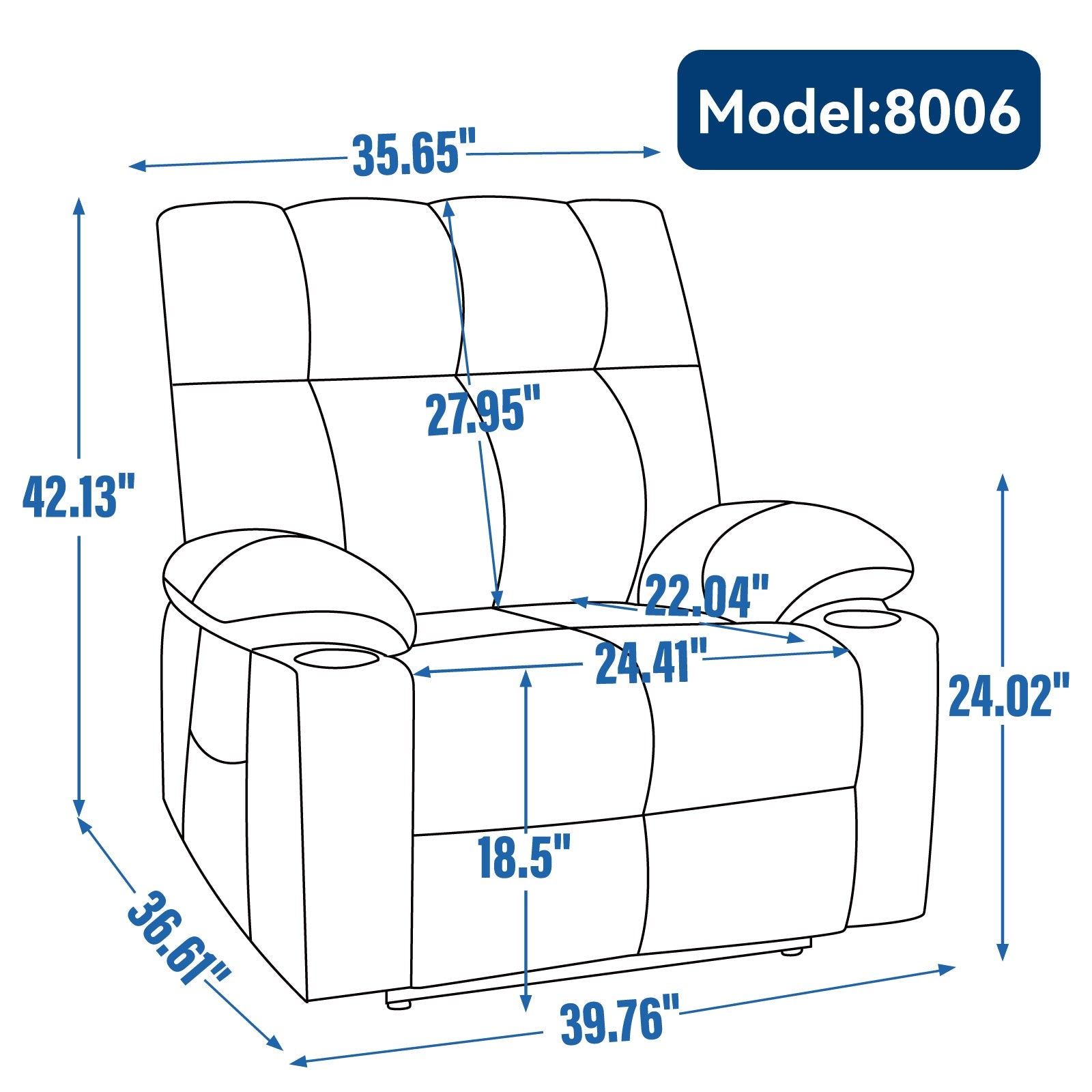 Blue Dual Motor Infinite Position Up to 350 LBS Chenille Power Lift Recliner Chair, Heavy Duty Motion Mechanism with 8-Point Vibration Massage and Lumbar Heating, Dual Cup Holders