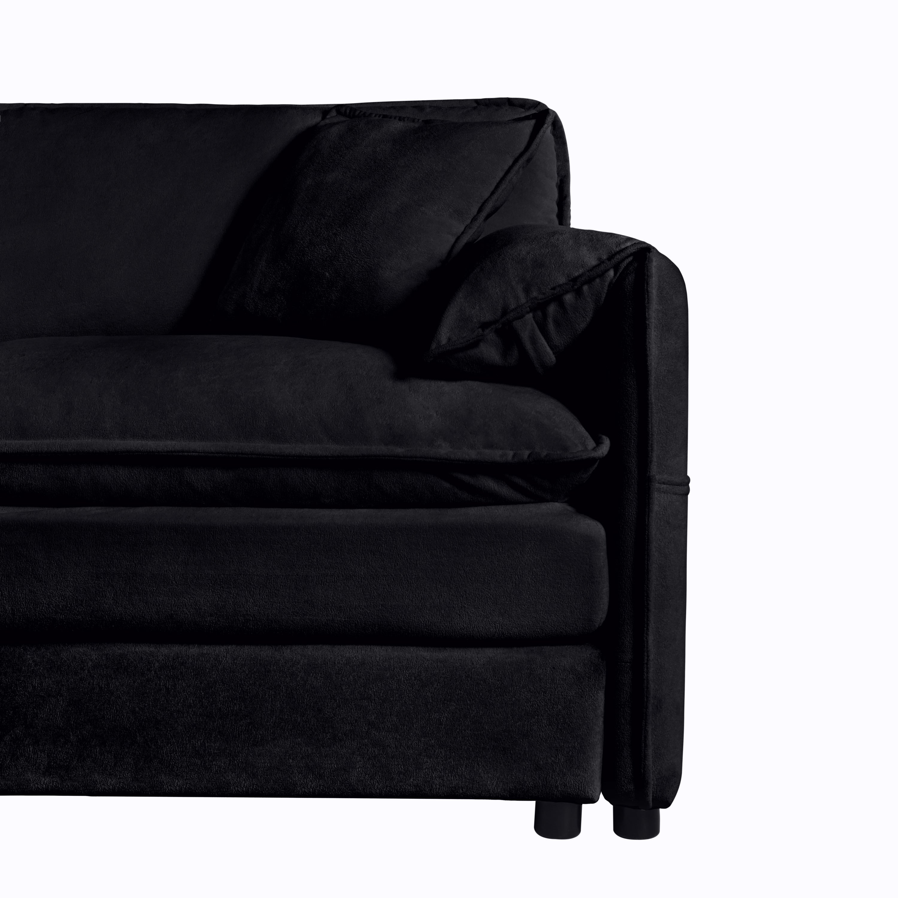 Modular Sectional Sofa, Oversized Deep Seat U Shaped Couch Set for Living Room, 4-Seater Comfy Cloud Couches with Two Movable Ottomans, DIY Combination, Chenille,Black