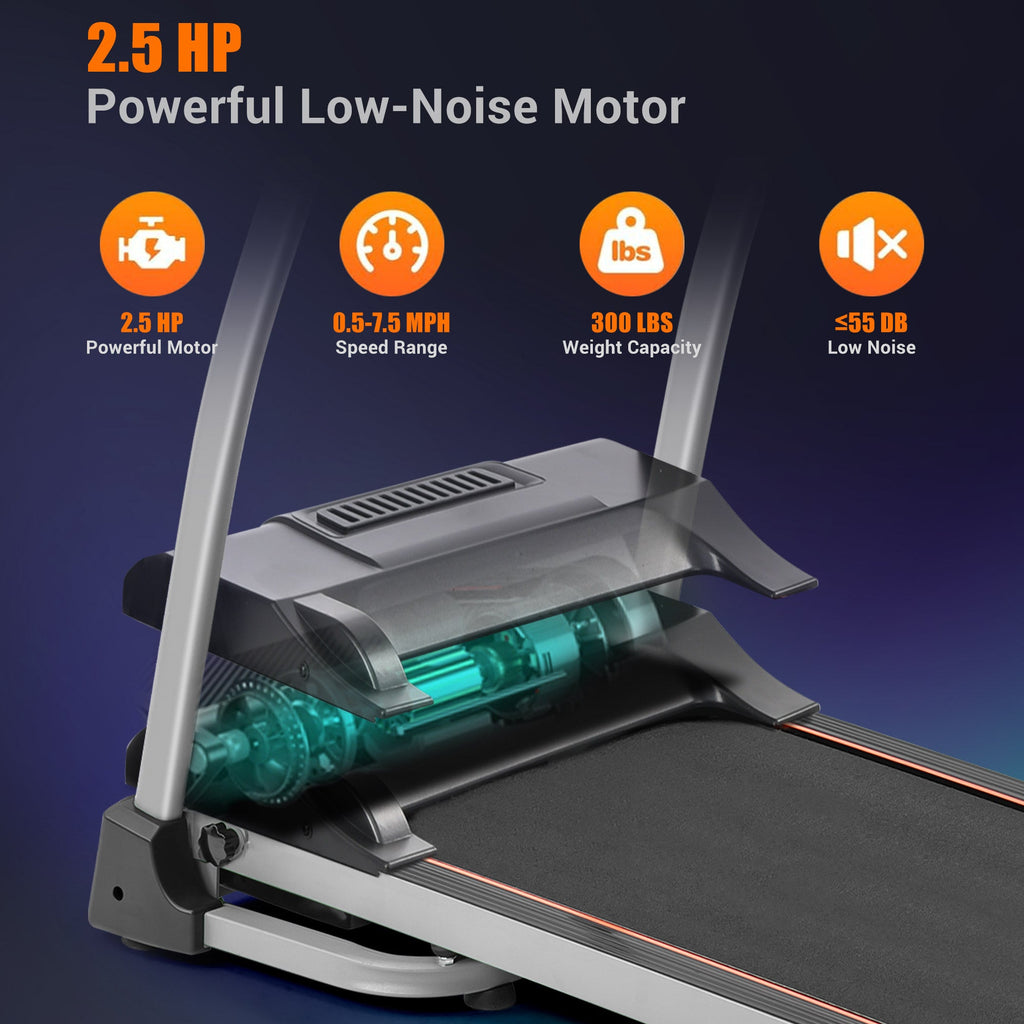 Treadmills for Home,Foldable Treadmill with Incline, 300LBS Capacity Motorized Treadmills for Running Walking Exercise,2.5HP Quiet Treadmill Machine for Home with Heart Rate Sensors & Speaker