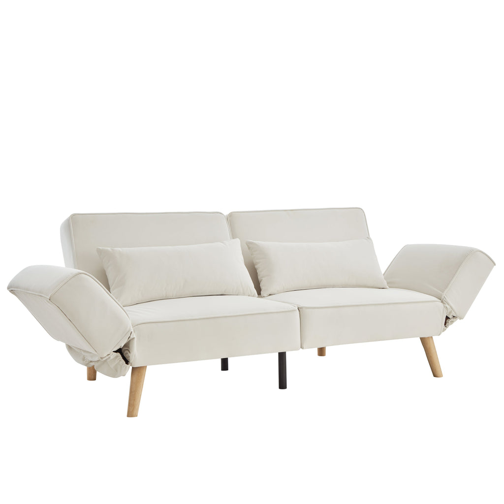 72.8'' Futon Sofa Bed, Sleeper Sofa, Small Couch with Adjustable Armrests, Adjustable Recliner Sleeper Sofa Bed for Living Room, Bedroom, Apartment, Beige
