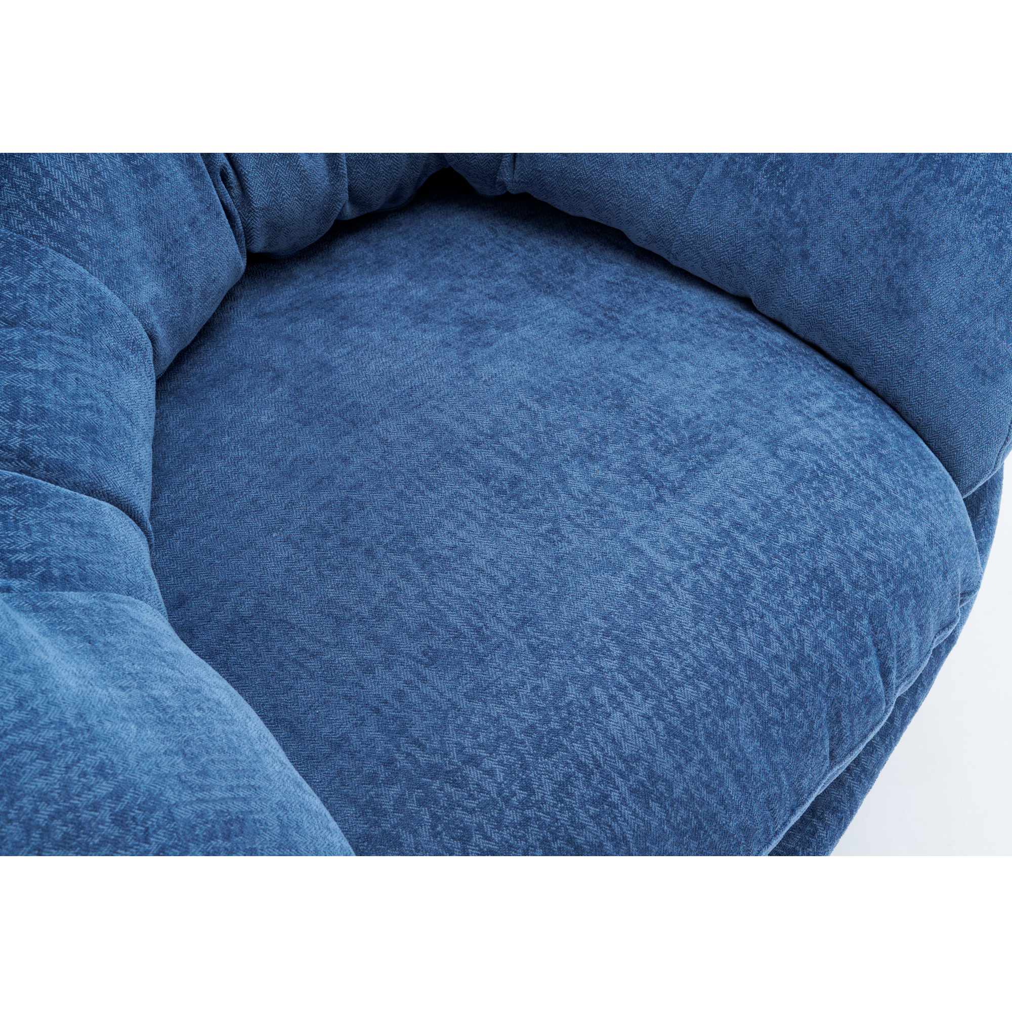Modern Chenille Office Chair, 360° Swivel Accent Chair with Removable Cushion, Round Office Chair, Black Metal Base, Cotton Material, Living Room, Bedroom, Reading Corner, Office (Navy Blue)