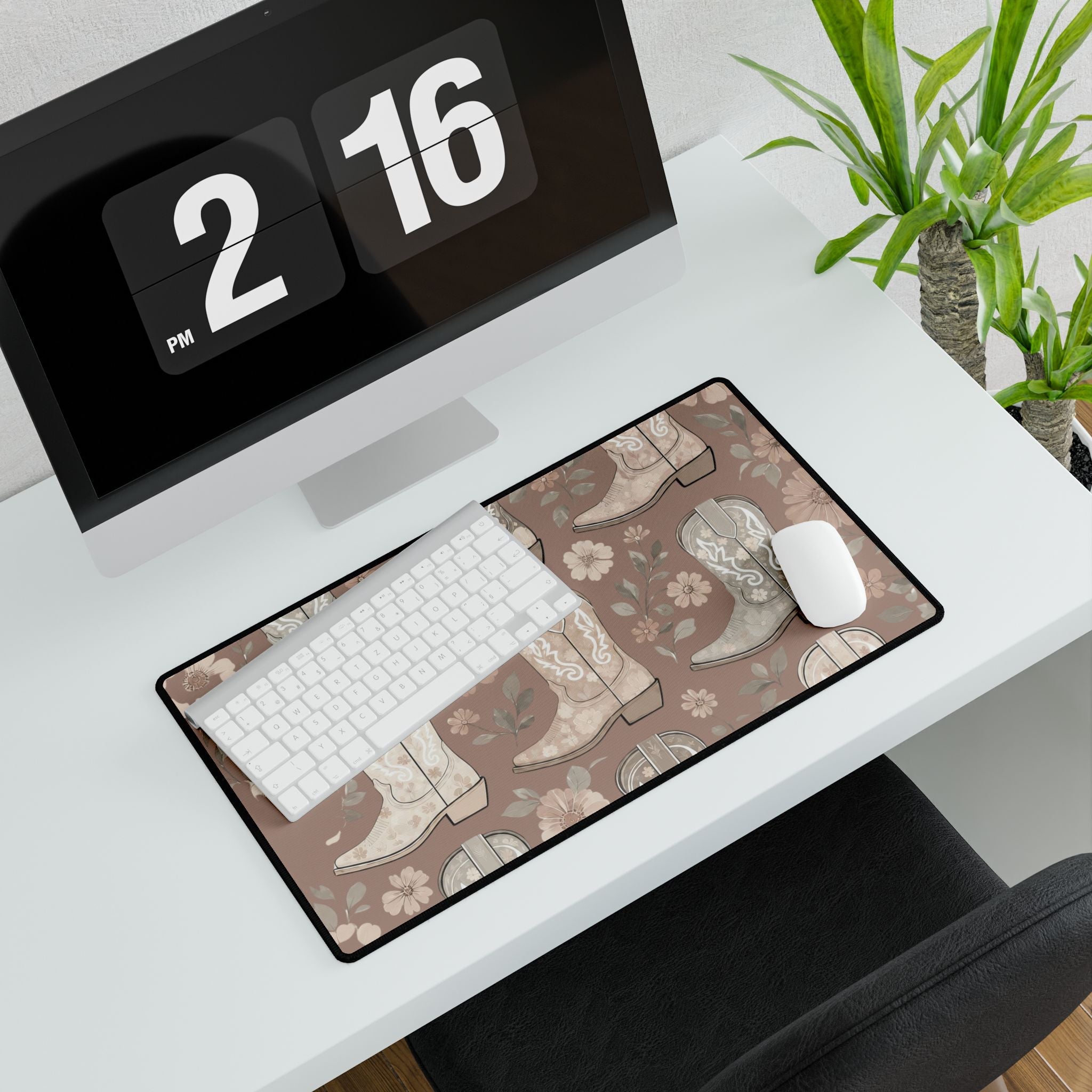 Cowgirl Boot Desk Mat | Western Floral Boho Mouse Pad for Country-Chic Workspaces