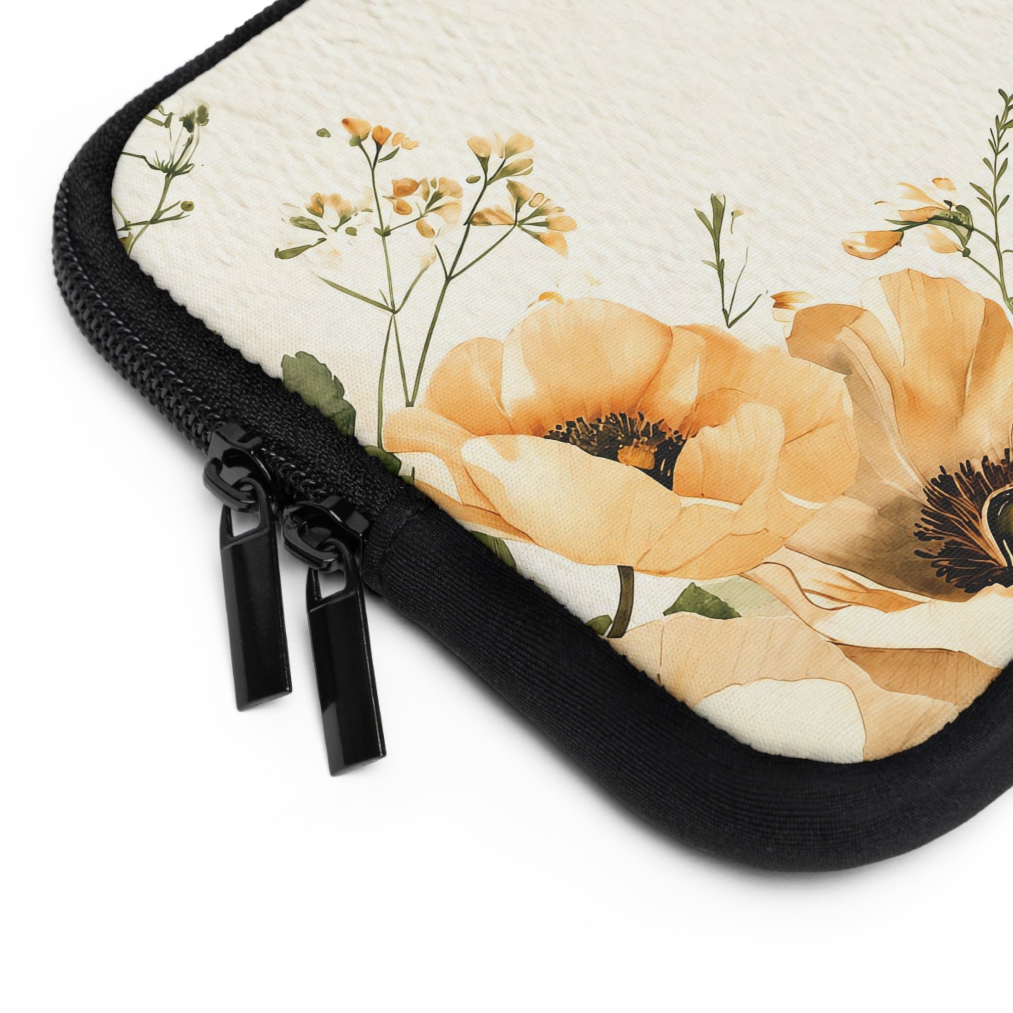 Mustard Poppy Laptop Sleeve | Golden Bee and Bloom Botanical Tech Cover