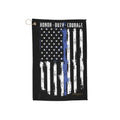 Thin Blue Line Flag Golf Towel — "Honor • Duty • Courage"