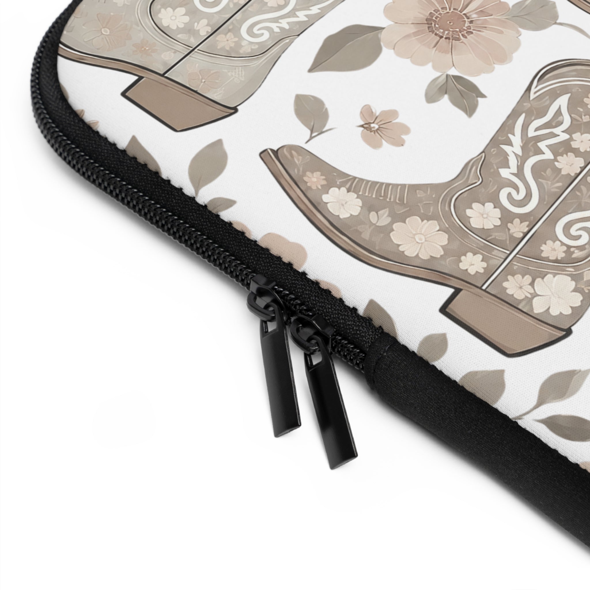 Neutral Cowboy Boot Laptop Sleeve | Tan Western Floral Tech Cover