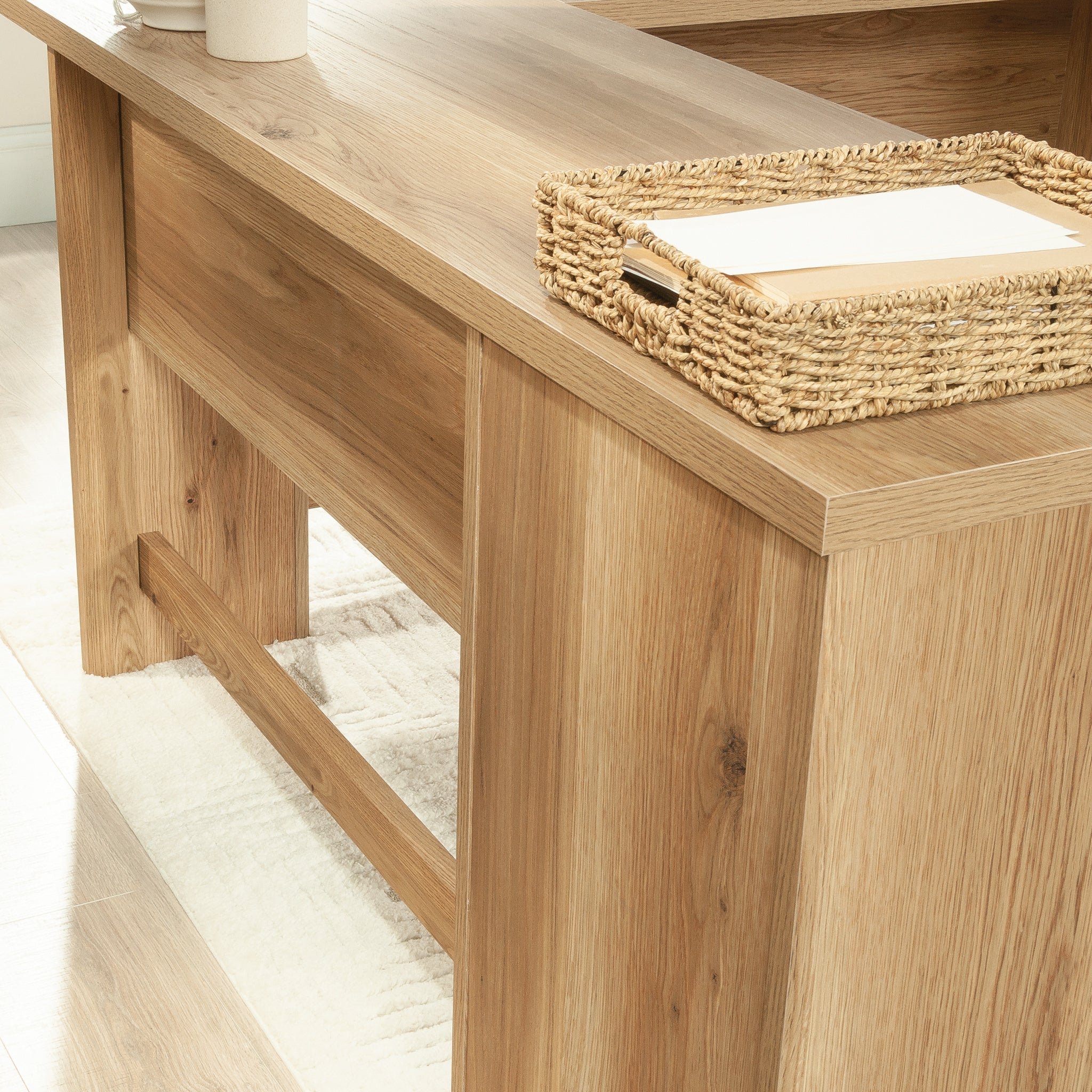 L-Shaped Desk, Brown finish