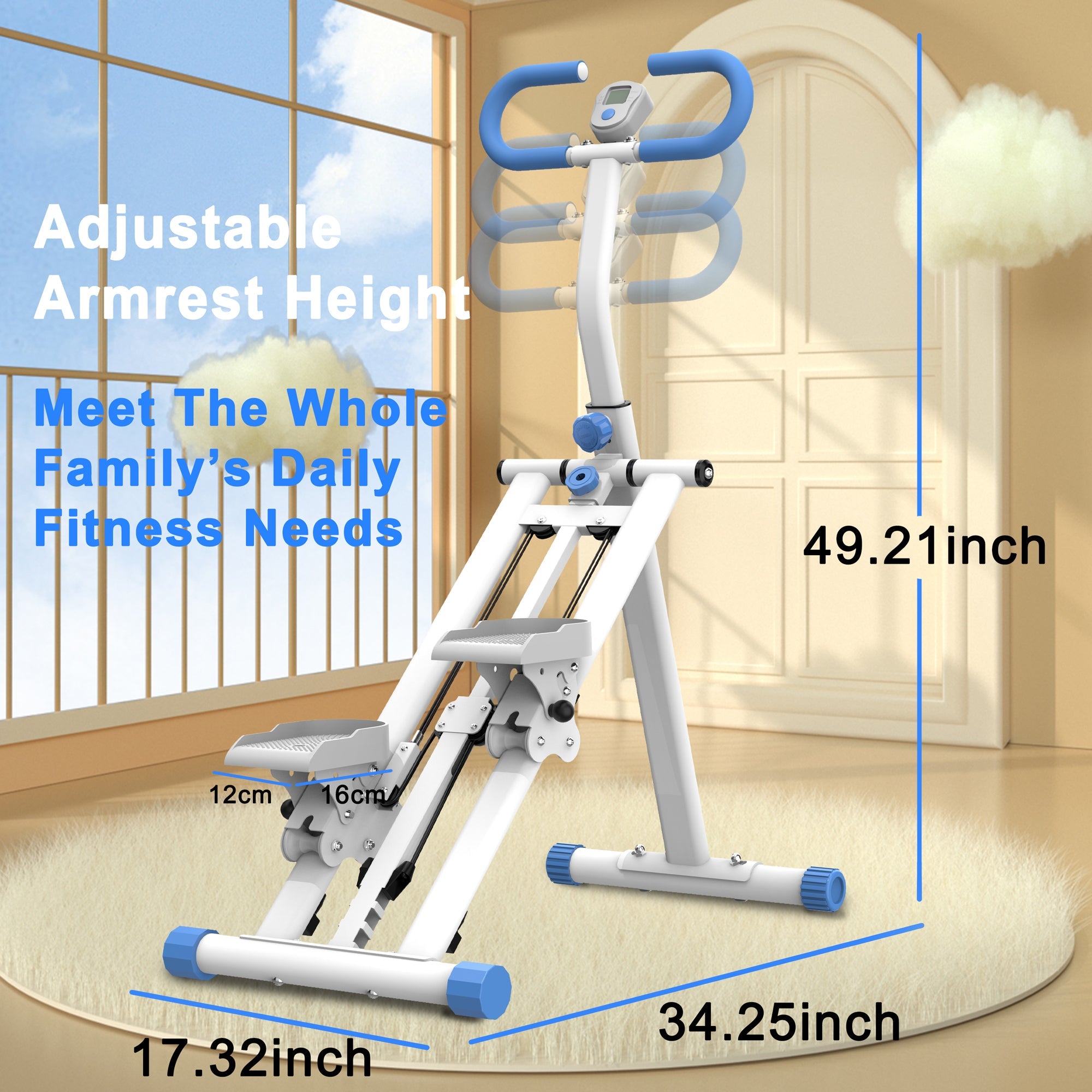 Stair Stepper with resistance Home-Upgrade Vertical Climber Workout Machine for Full-Body Exercise Climber Fitness Equipment with Stable Frame Adjustable Handlebar-Blue