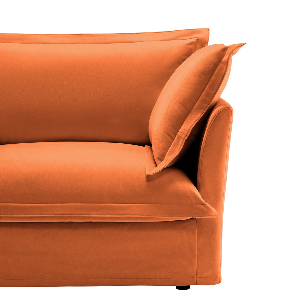 Slip-covered Armchair with 1 Big Back Cushion and 2 Big Toss Pillows, Single Deep Seat Comfy Single Couch Sofa Multiple Large Soft Pillows, Chenille Fabric, Orange