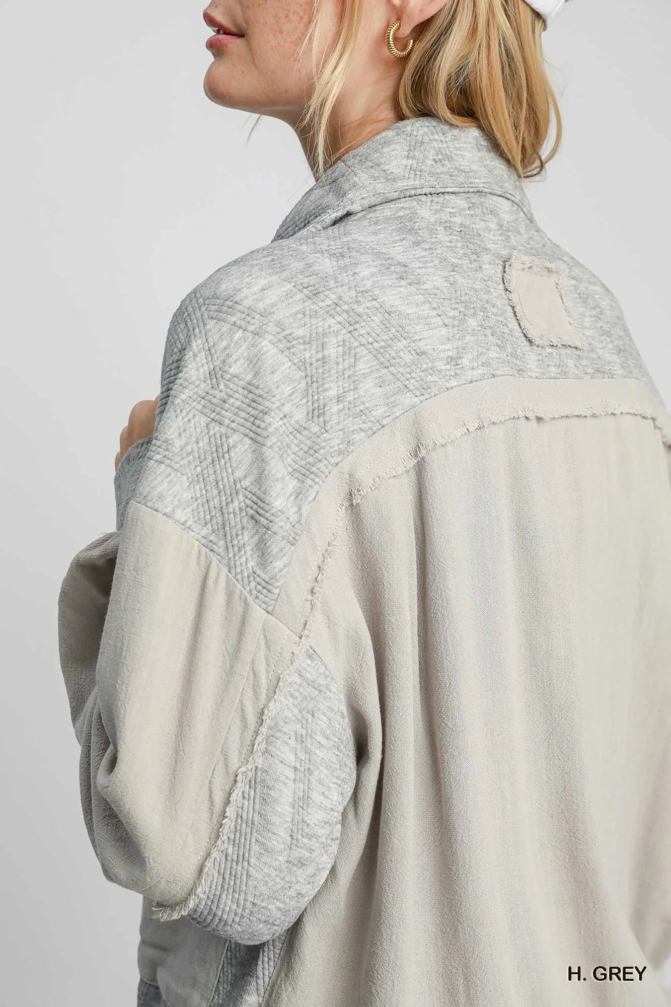 Umgee Two-Way Jacquard Zip-Up Jacket