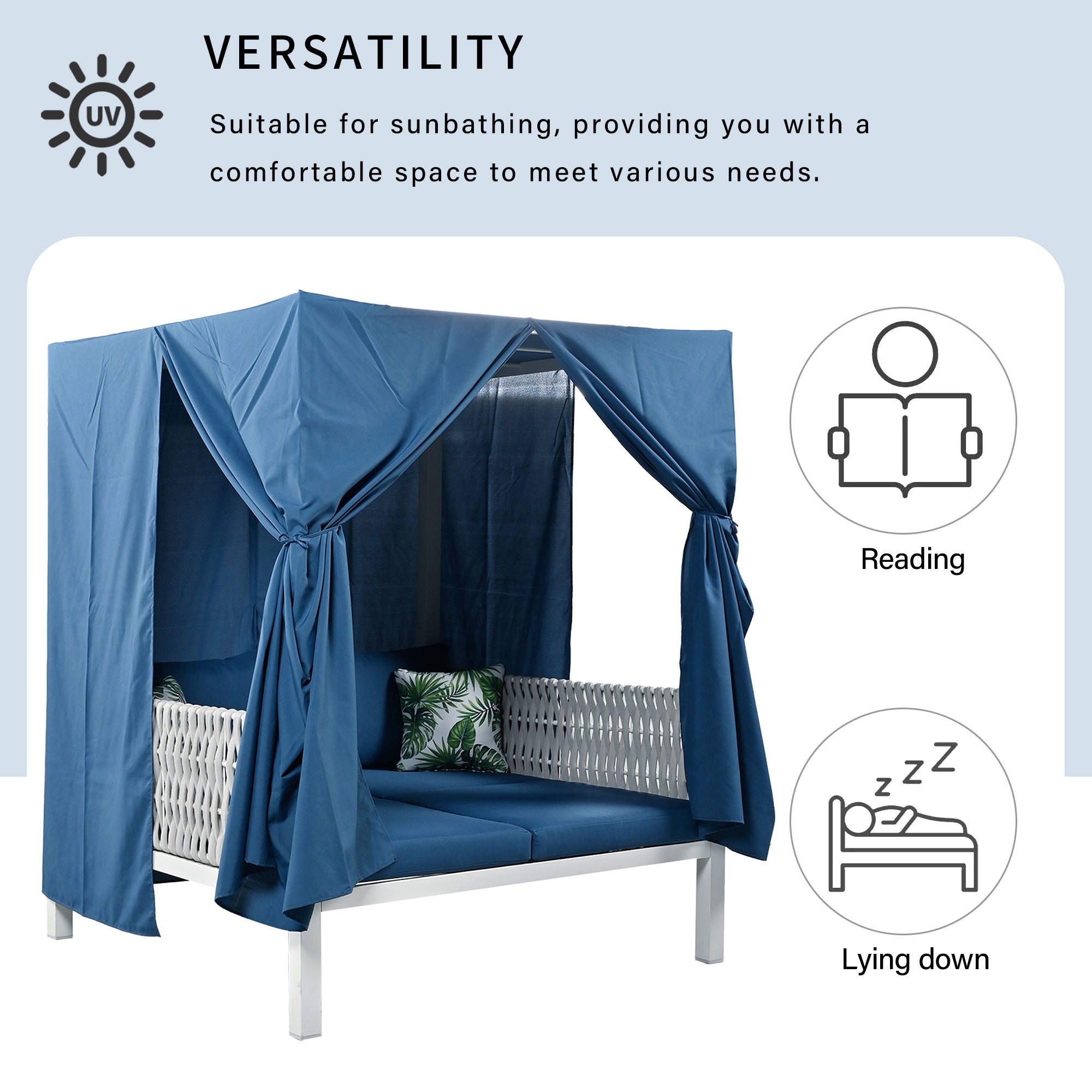U_Style  Outdoor Patio Sunbed with Curtains, High Comfort, Suitable for Multiple Scenarios