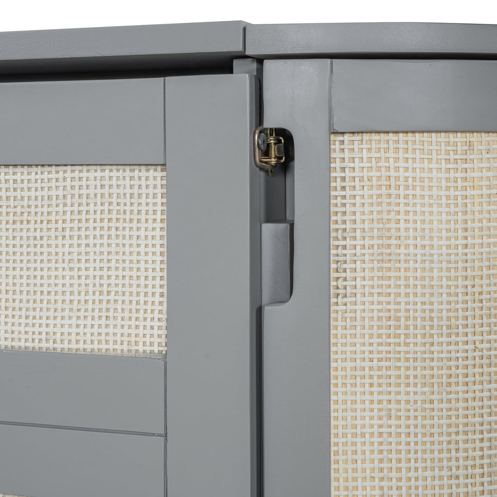 Queen Murphy Bed with Hidden Storage & Modern Woven Design,Gray