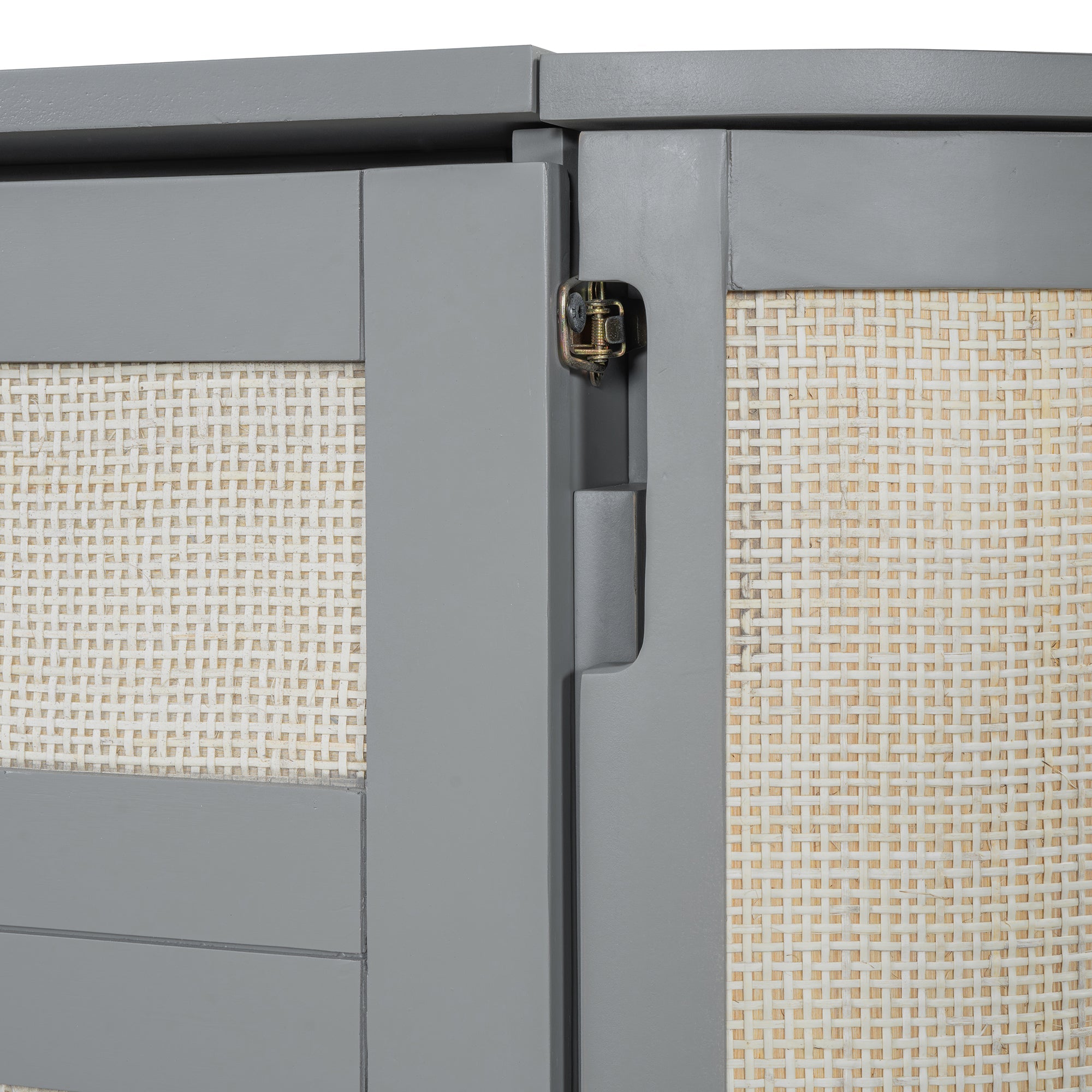 Queen Murphy Bed with Hidden Storage & Modern Woven Design,Gray