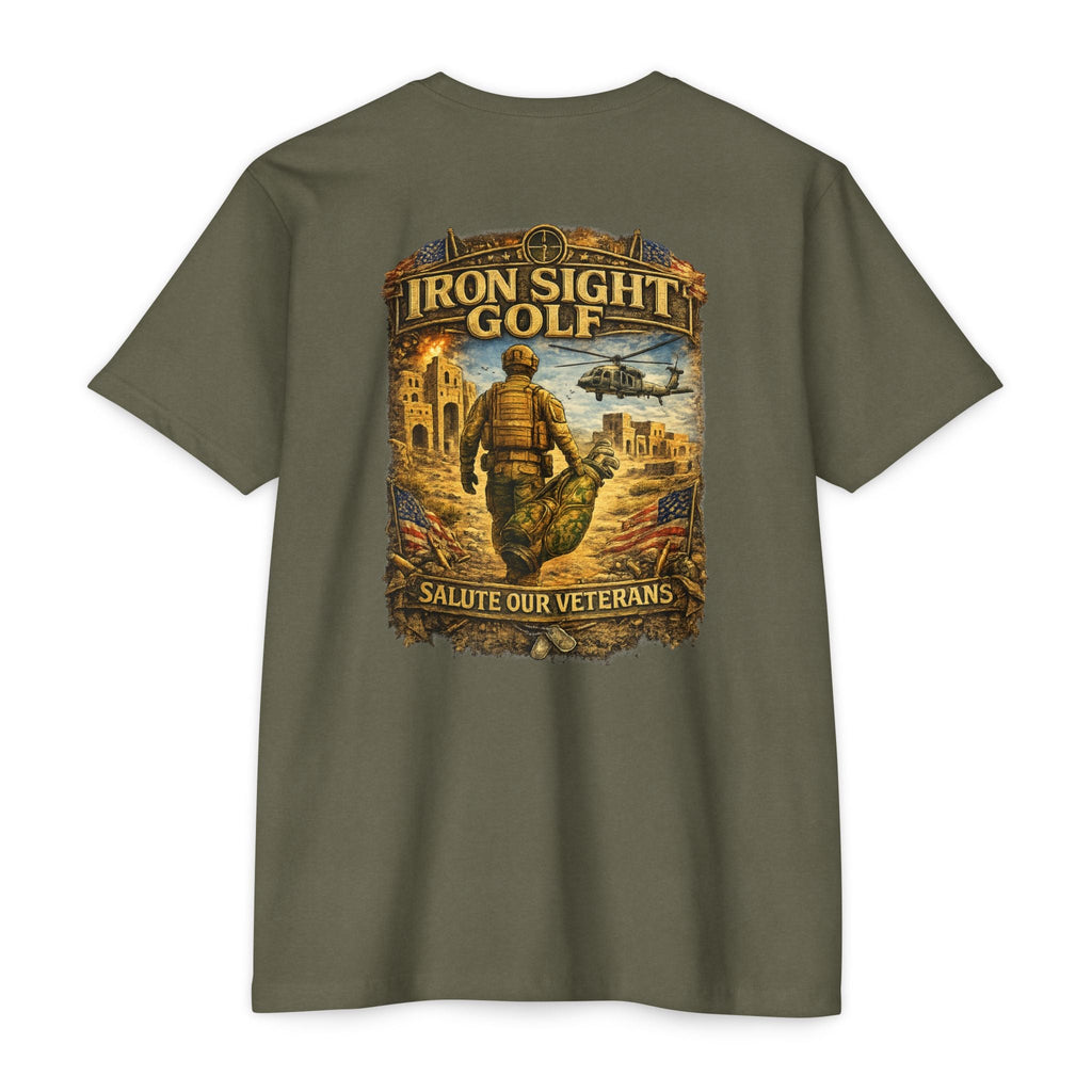 Salute our Veterans Desert Battlefield T-Shirt- Iron Sight Golf