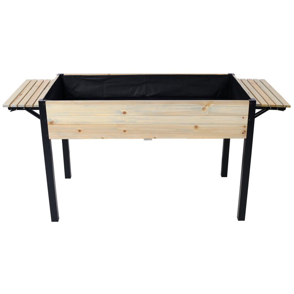 Raised Garden Bed with Metal Legs and Folding Storage Shelf for Outdoor Patio, Deck, Balcony