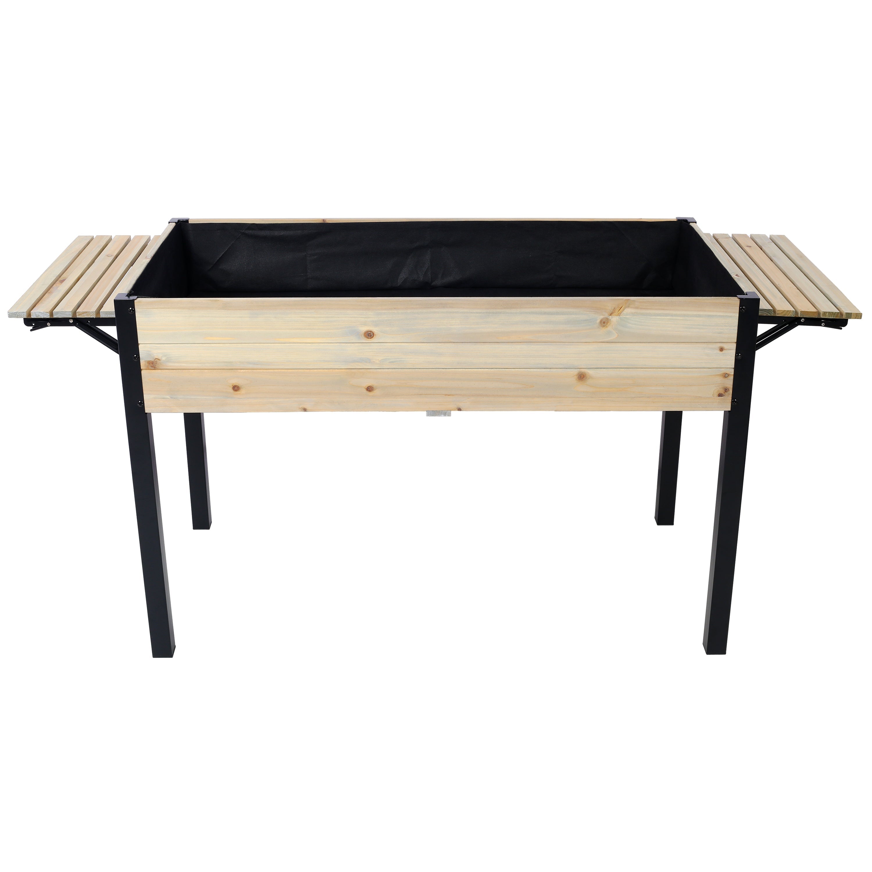 Raised Garden Bed with Metal Legs and Folding Storage Shelf for Outdoor Patio, Deck, Balcony