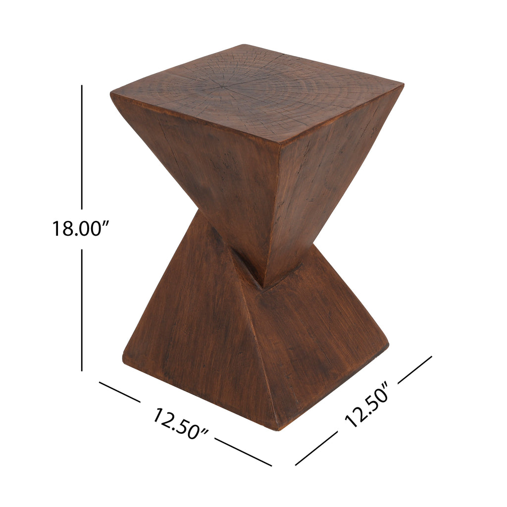 GEOMETRIC MGO SIDE TABLE,DARK BROWN COLOR