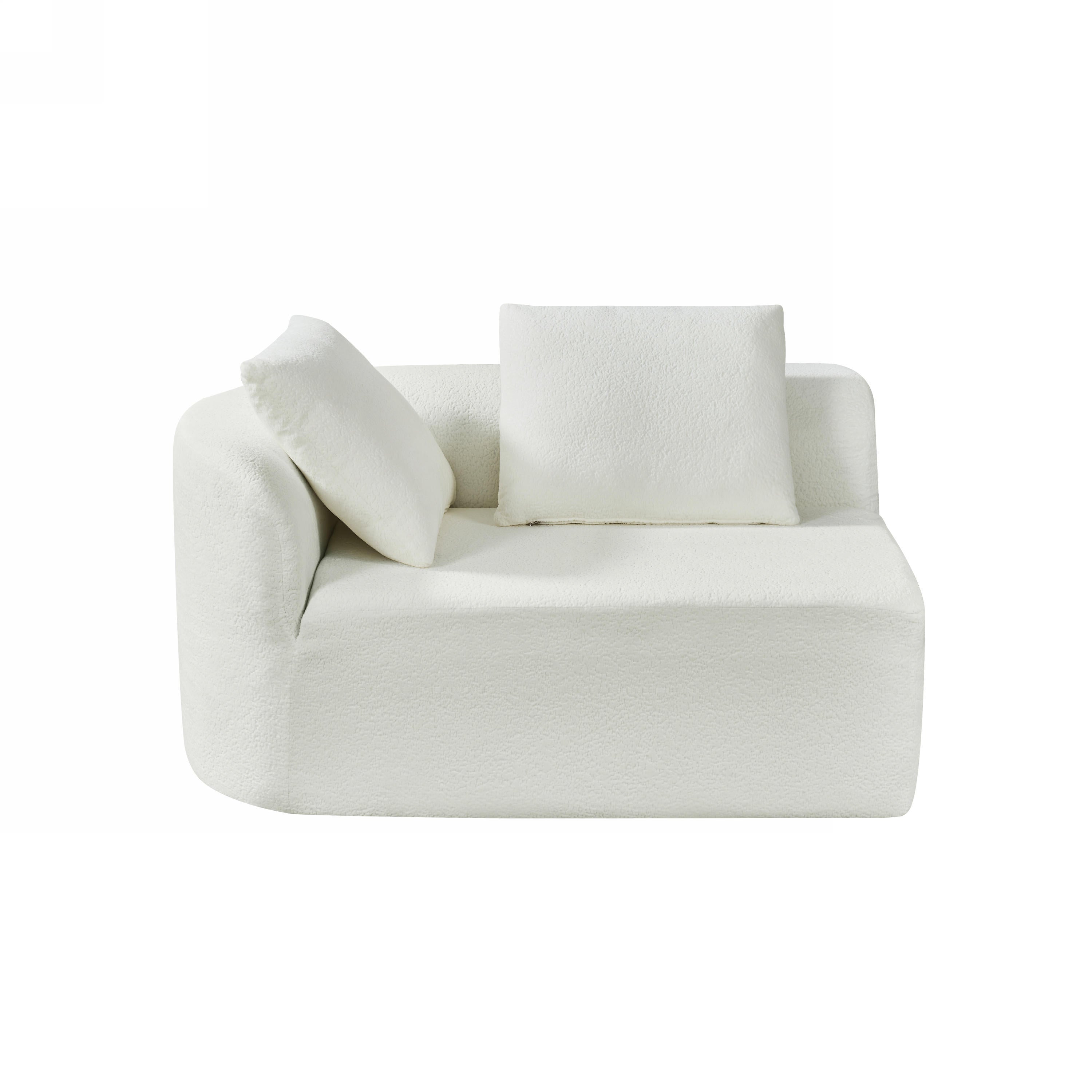 116' Modern Curved Sectional Sofa with High-Density Fully Compressed Sponge and Chaise Lounge, Pearl Upholstery, 2-Piece Set, Fully Assembled Right Hand Facing, Perfect for Living Room, Lounge