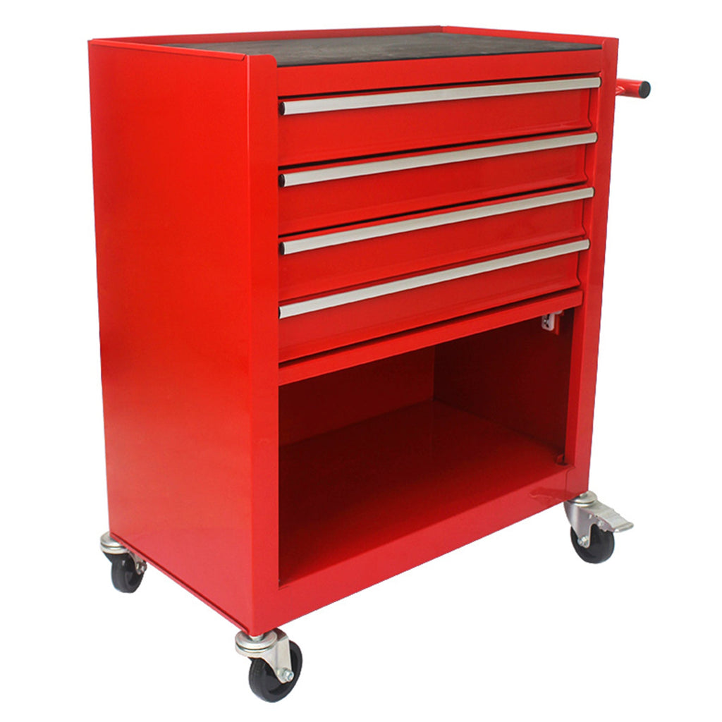 4 DRAWERS MULTIFUNCTIONAL RED TOOL CART WITH WHEELS