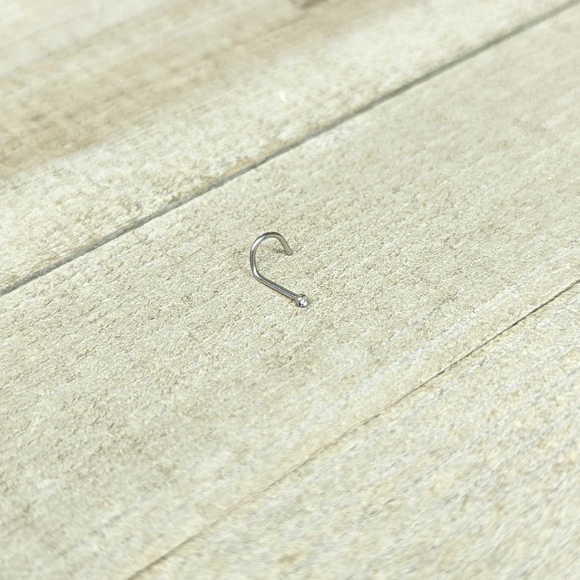 20G Stainless Steel Crystalline Gem Micro Nose Ring Twister