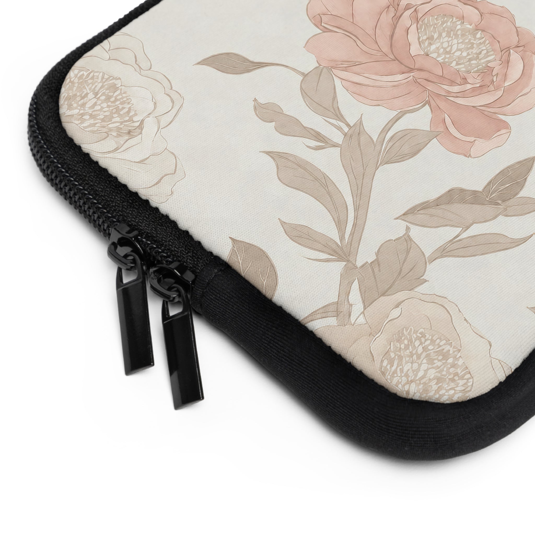 Blush Rose Peony Laptop Sleeve | Neutral Watercolor Floral Tech Cover