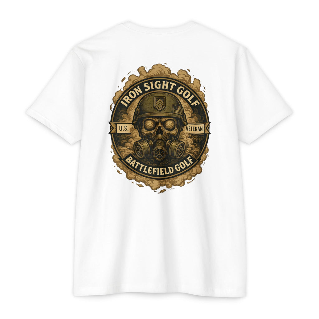 Battlefield Golf US Veteran T-Shirt — Skull with Helmet & Golf Ball Eyes