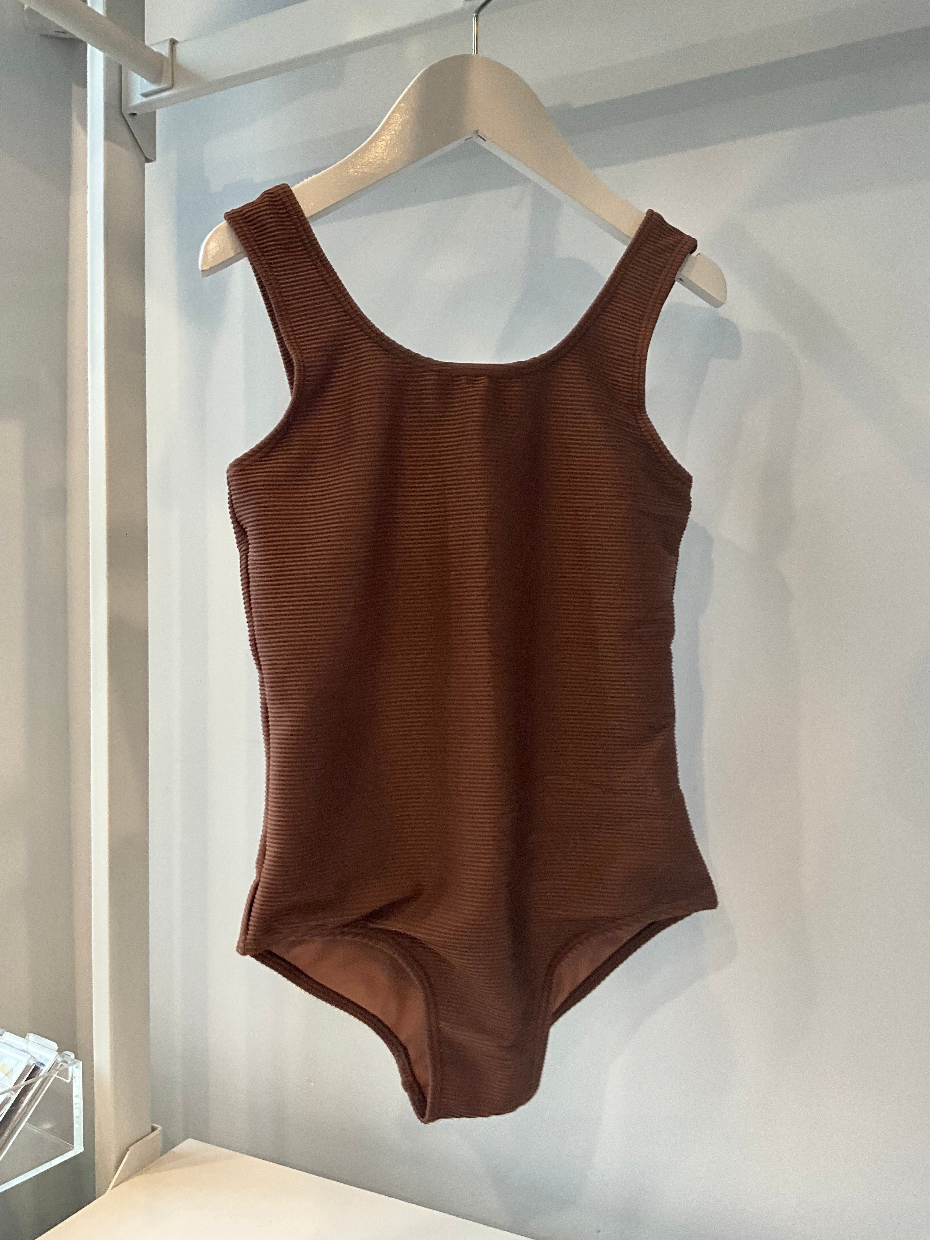 Planet Sea - Brown Ribbed 1pc Swim-suit