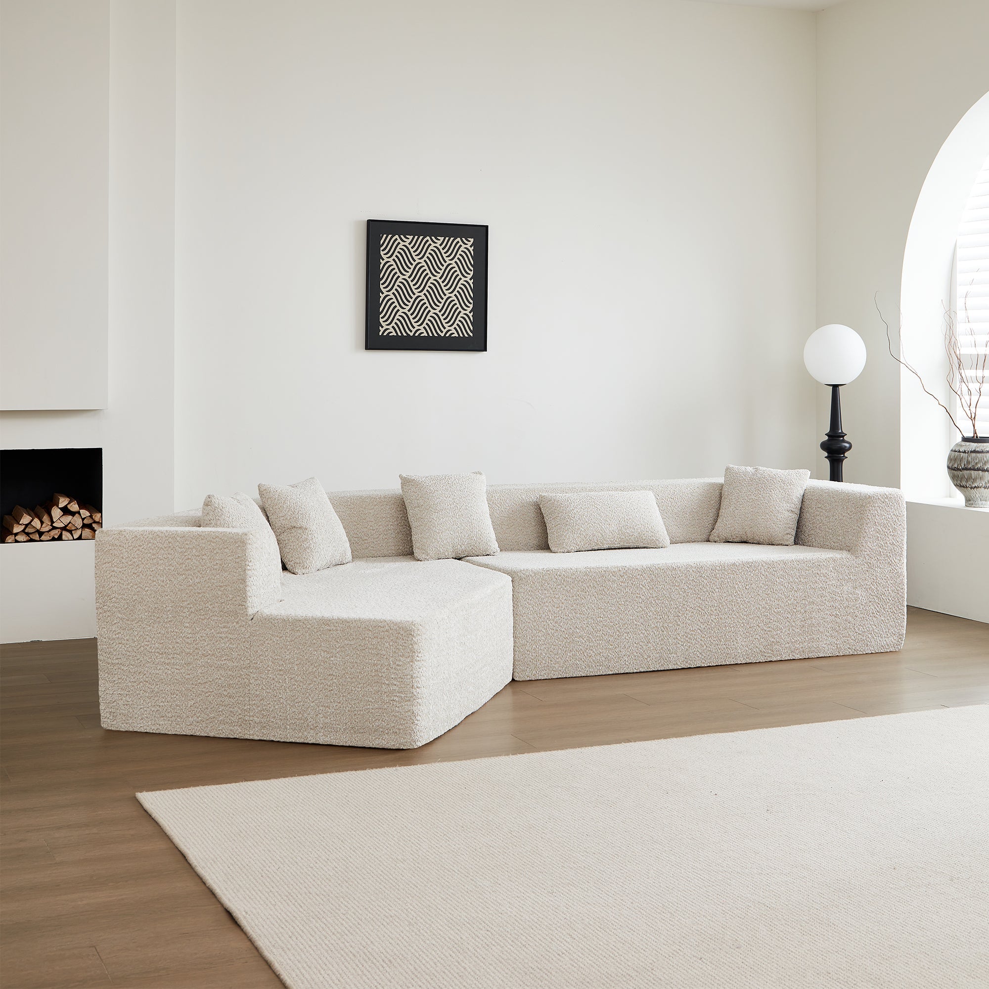 127.5'' Modern Minimalist Sofa With Deep Seat,No Assembly Needed