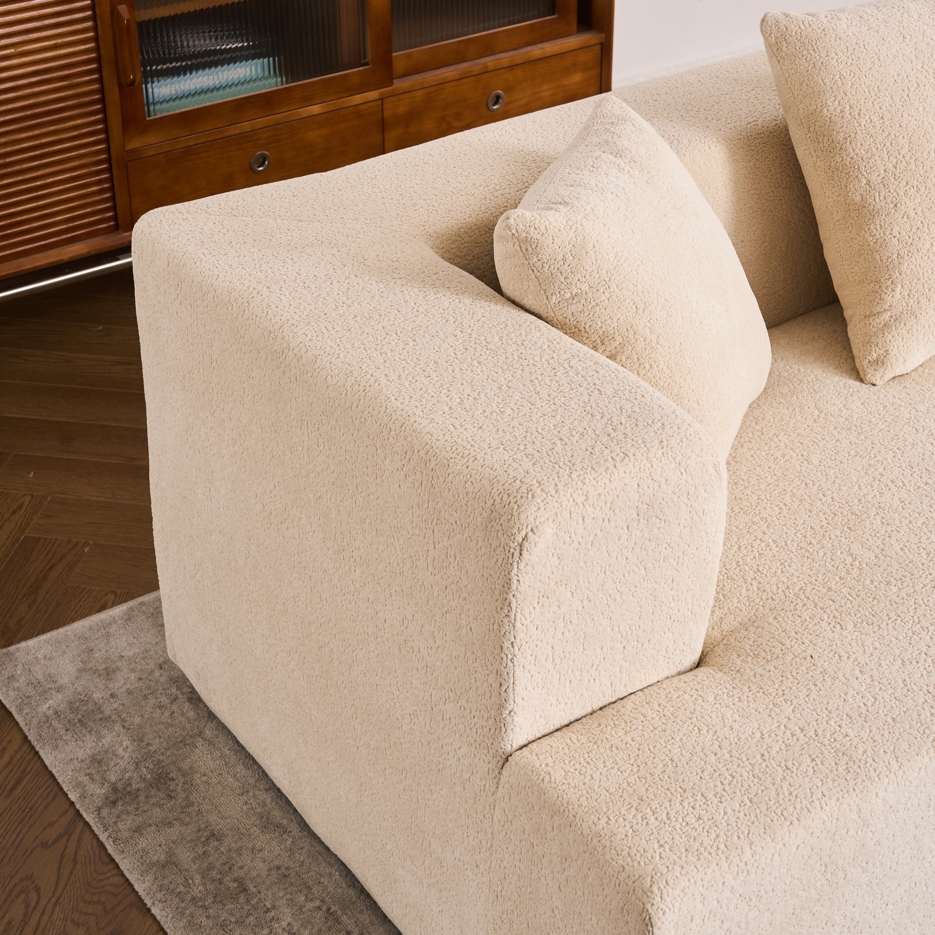 Memory Foam Couch, No Installation & Easy to Transport, Deep Seat Modern Sofa with Chenille Fabric, Couch for Living Room, Bedroom, Apartment, Home Office