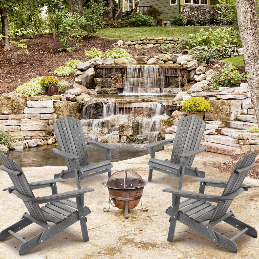 Classic Gray Cedar Wood Lounge Patio Chair Set of 2 for Garden and Outdoor Use