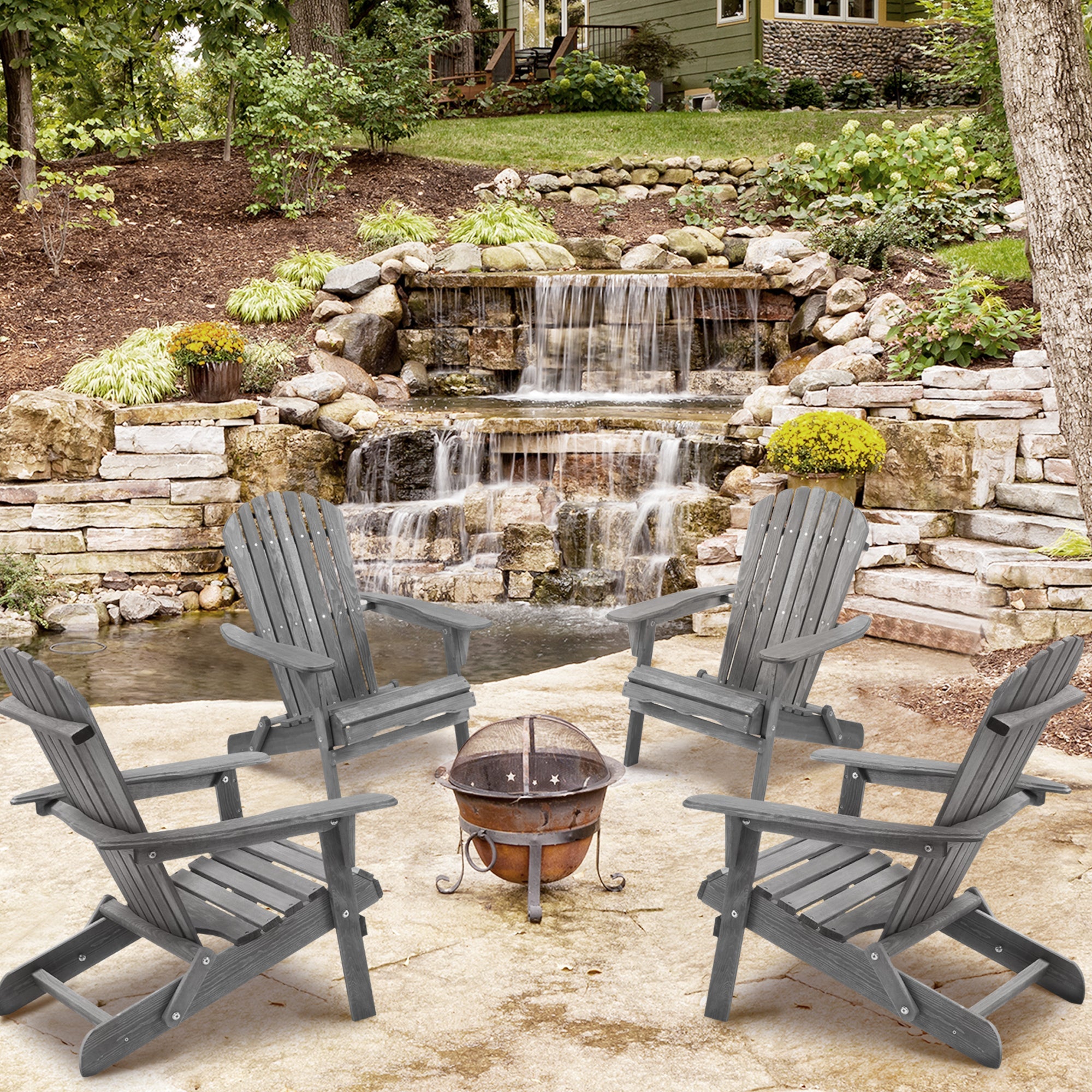 Classic Gray Cedar Wood Lounge Patio Chair Set of 2 for Garden and Outdoor Use