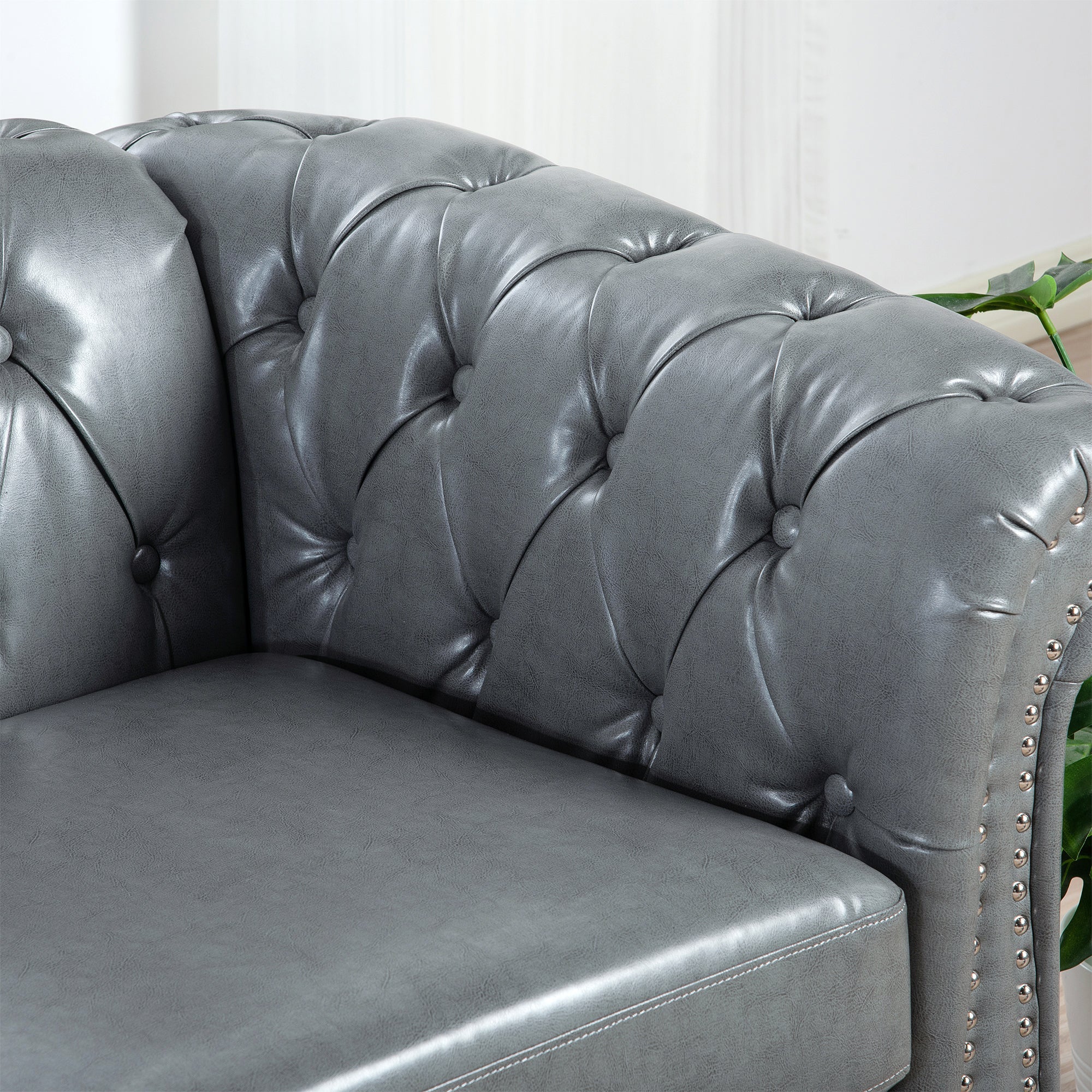 84.65' Rolled Arm Chesterfield 3 Seater Sofa.