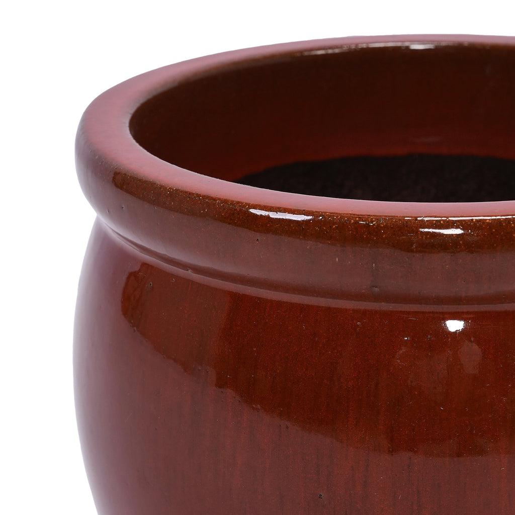 3 Pieces Ceramic Flowerpot, Modern Planter for Patio, Garden or Windowsills - Orange