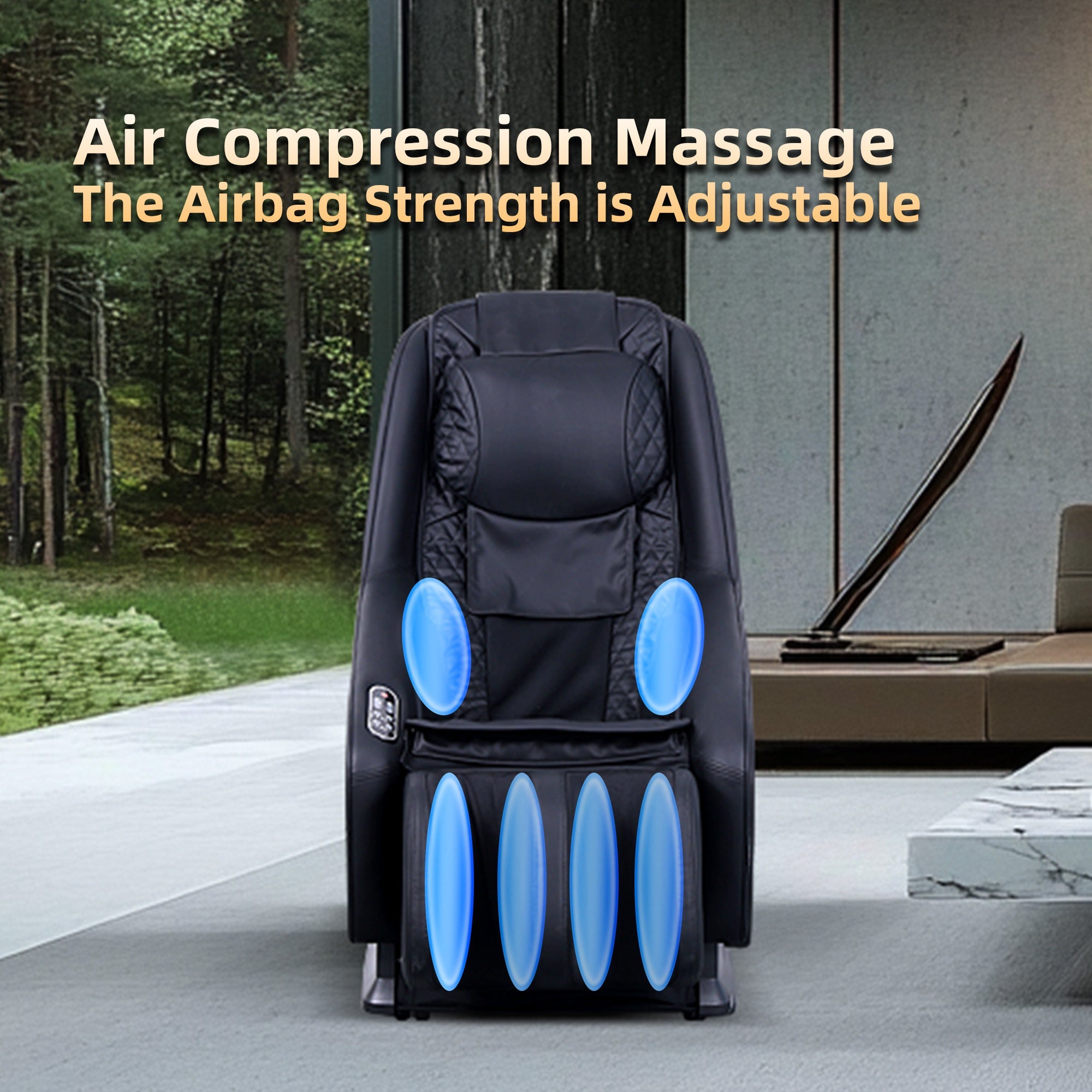 Knead Tap Shiatsu Massage Chair, Zero Gravity Full Body Black Massage Chair with Auto Modes and Airbag Massage, ABS+Steel(Q235) Frame
