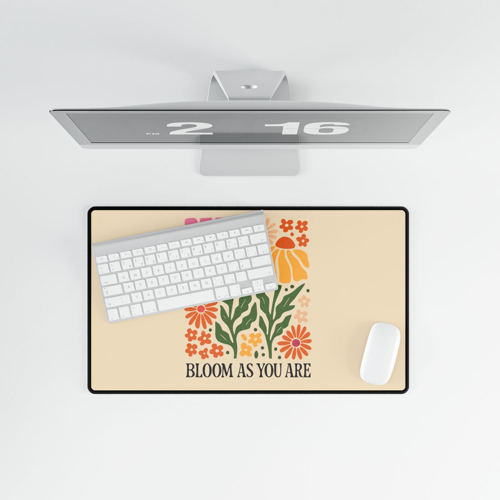 Bloom As You Are Floral Desk Mat | Earthy Botanical Mouse Pad for Cozy Workspaces